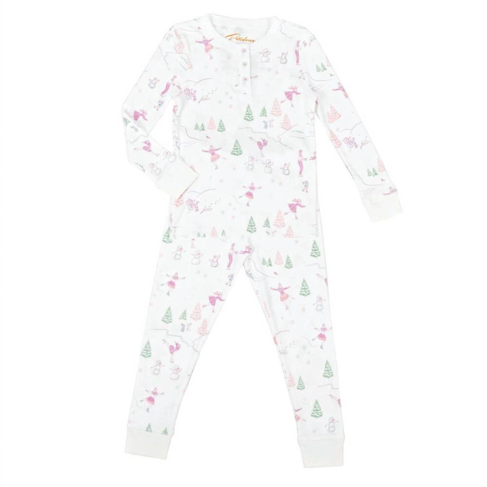 NEW PETIDOUX toddler's ice-skating & snowmen pajamas in multi